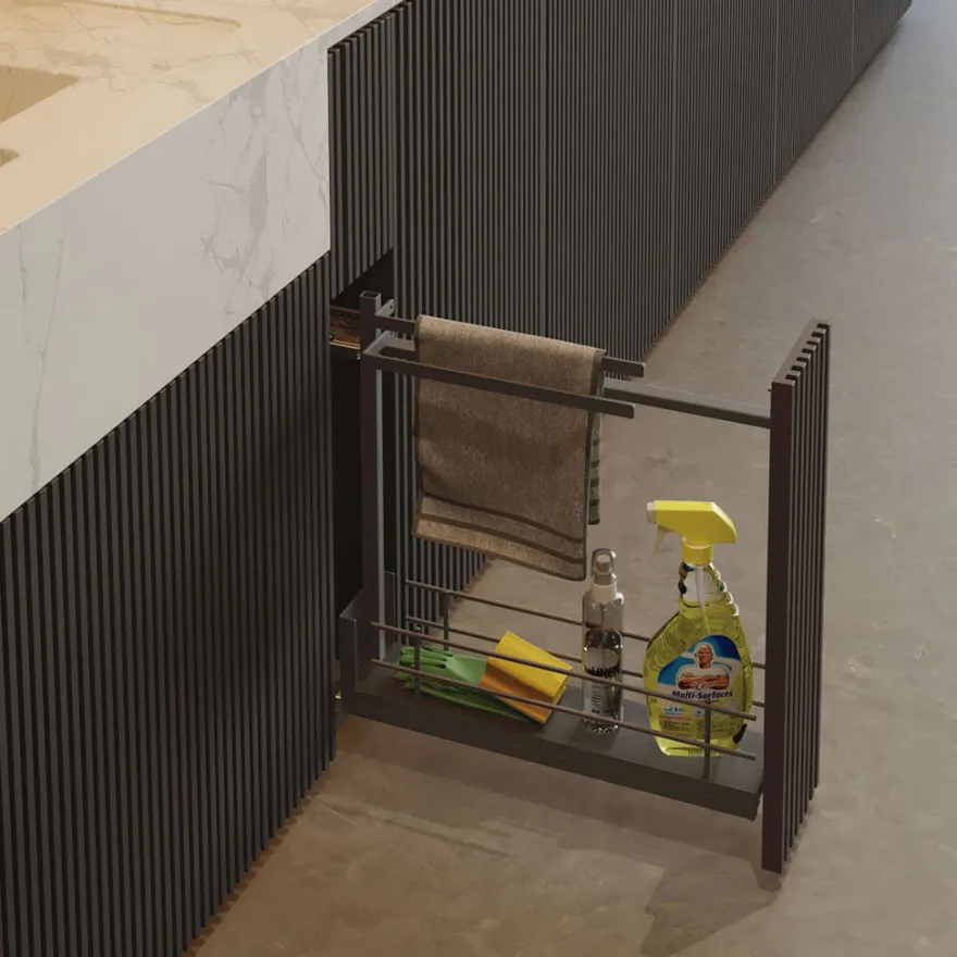 Línea COMPACT Antracita - Módulo bajo extraíble para trapos y productos de limpieza