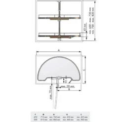 Línea COMPACT - Bandeja semicircular giratoria de base blanca