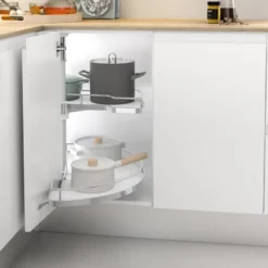 Línea COMPACT - Bandeja semicircular giratoria de base blanca