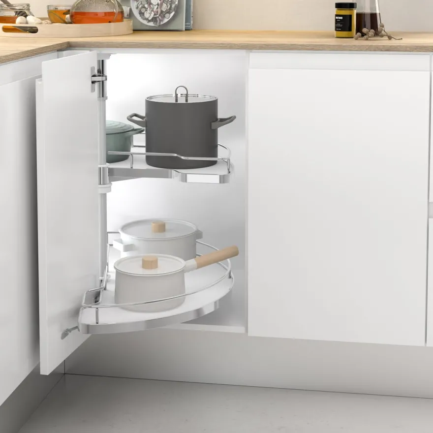 Línea COMPACT - Bandeja semicircular giratoria de base blanca