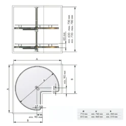 Línea COMPACT - Bandejas giratorias 270º con eje central y base blanca
