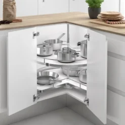 Línea COMPACT - Bandejas giratorias 270º con eje central y base blanca