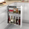 Línea COMPACT - Botellero especiero extraíble de guías laterales con base blanca y 3 bandejas