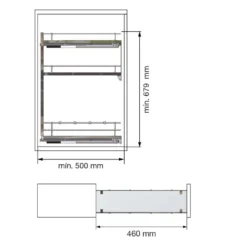 Línea COMPACT - Botellero especiero extraíble de guías laterales con base blanca y 3 bandejas
