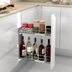 Línea COMPACT - Botellero extraíble de guías laterales y base blanca para frentes