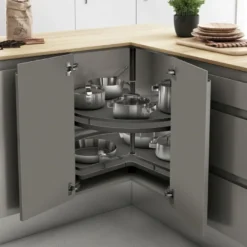 Línea FLAT - Bandeja giratoria 270º Antracita con eje central para rinconero