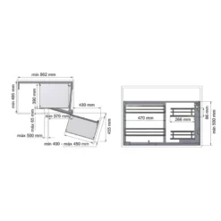 Línea FLAT - Bastidor Articulado Antracita para rinconero parcialmente extraíble