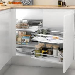 Línea FLAT - Bastidor Articulado Cromo/Banco para rinconero parcialmente extraíble