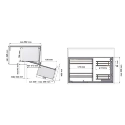 Línea FLAT - Bastidor Articulado Cromo/Banco para rinconero parcialmente extraíble