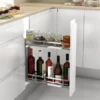 Línea FLAT - Botellero de 2 bandejas con guías laterales extraíbles Cromo/Blanco