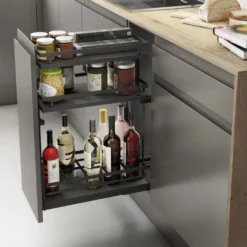 Línea FLAT - Botellero extraíble antracita con 2 bandejas superiores