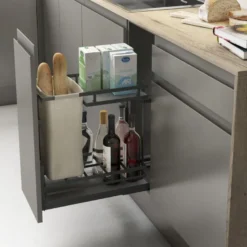 Línea FLAT - Botellero panero antracita extraíble Menage Confort