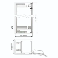 Línea FLAT - Columna despensero doble Cromo/Blanco