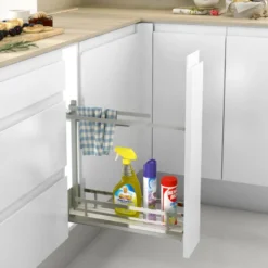Línea FLAT - Soporte para paños Cromo/Blanco con guías laterales