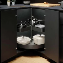 Línea NOVA FLAT - Bandeja giratoria 270º antracita para rinconero con eje central