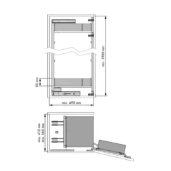 Línea NOVA FLAT - Conjunto bastidor despensero antracita extraíble + estante para puerta