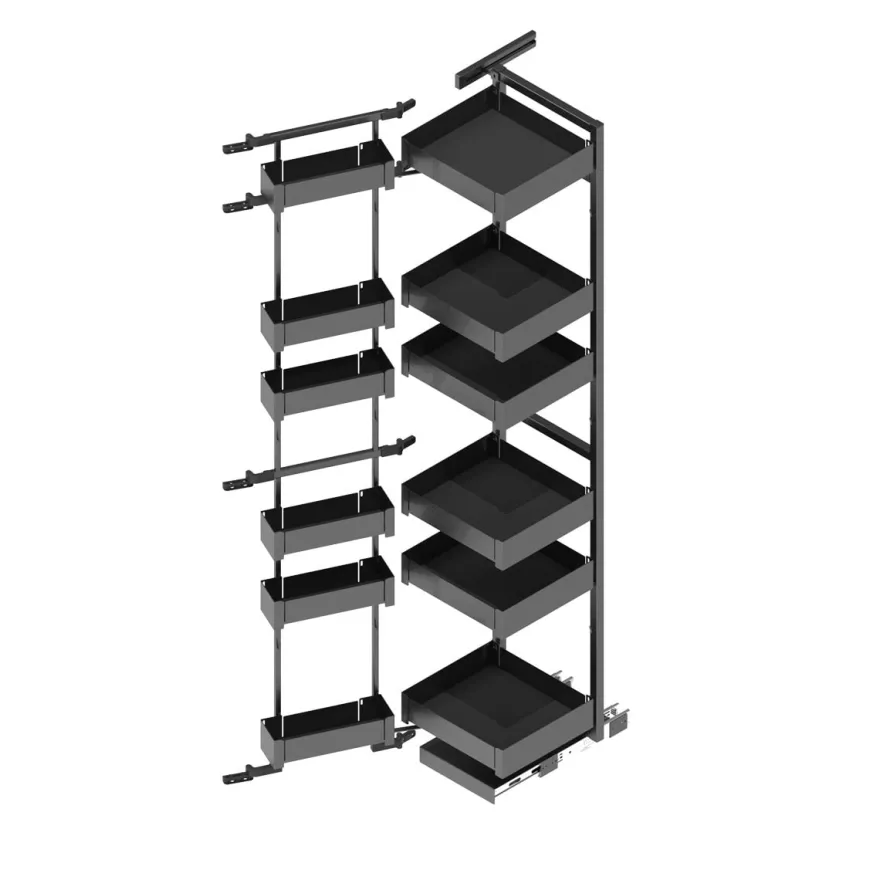 Línea NOVA FLAT - Conjunto bastidor despensero antracita extraíble + estante para puerta