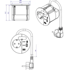 LOOP IN CHARGE - Pasacables con toma de corriente y cargador USB A/C
