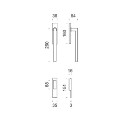 LUCE 02 - Manilla con placa ciega rectangular para corredera elevable dnd