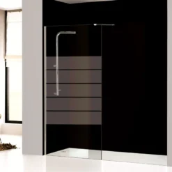 Mampara de baño fija cristal decorado