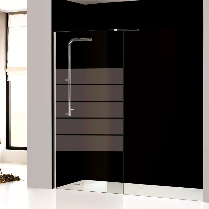 Mampara de baño fija cristal decorado