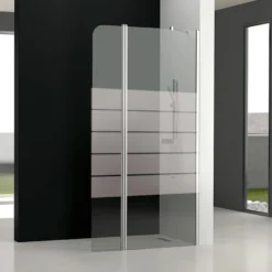 Mampara de baño GL195 Decorado (1 fijo frontal y 1 puerta abatible 180º)