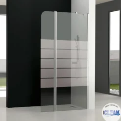 Mampara de baño GL195 Decorado totalCLEAN (1 fijo frontal y 1 puerta abatible 180º)