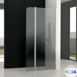 Mampara de baño GL195 Transparente totalCLEAN (1 fijo frontal y 1 puerta abatible 180º)