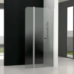 Mampara de baño GL195 Transparente (1 fijo frontal y 1 puerta abatible 180º)