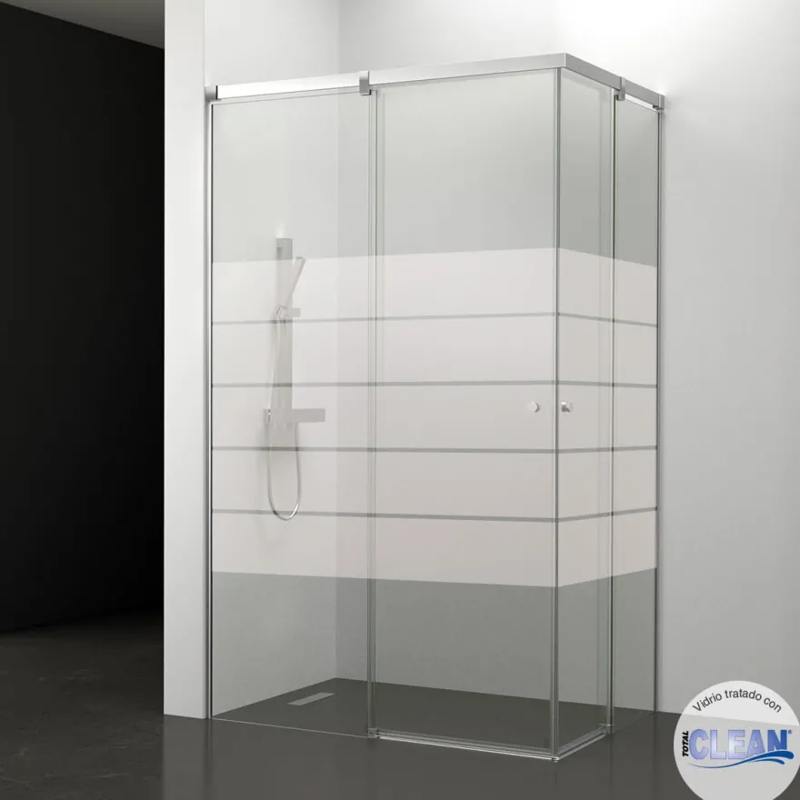 Mampara de baño Kala Angular Decorado totalCLEAN (2 puertas correderas y 2 fijos)