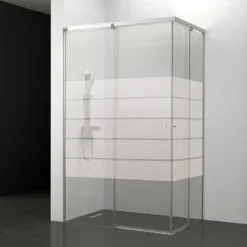 Mampara de baño Kala Angular Decorado (2 puertas correderas y 2 fijos)