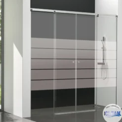 Mampara de baño Kala 4C con cristal decorado y con totalCLEAN (2 puertas correderas y 2 fijos)