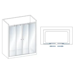 Mampara de baño Kala 4C con cristal decorado (2 puertas correderas y 2 fijos)