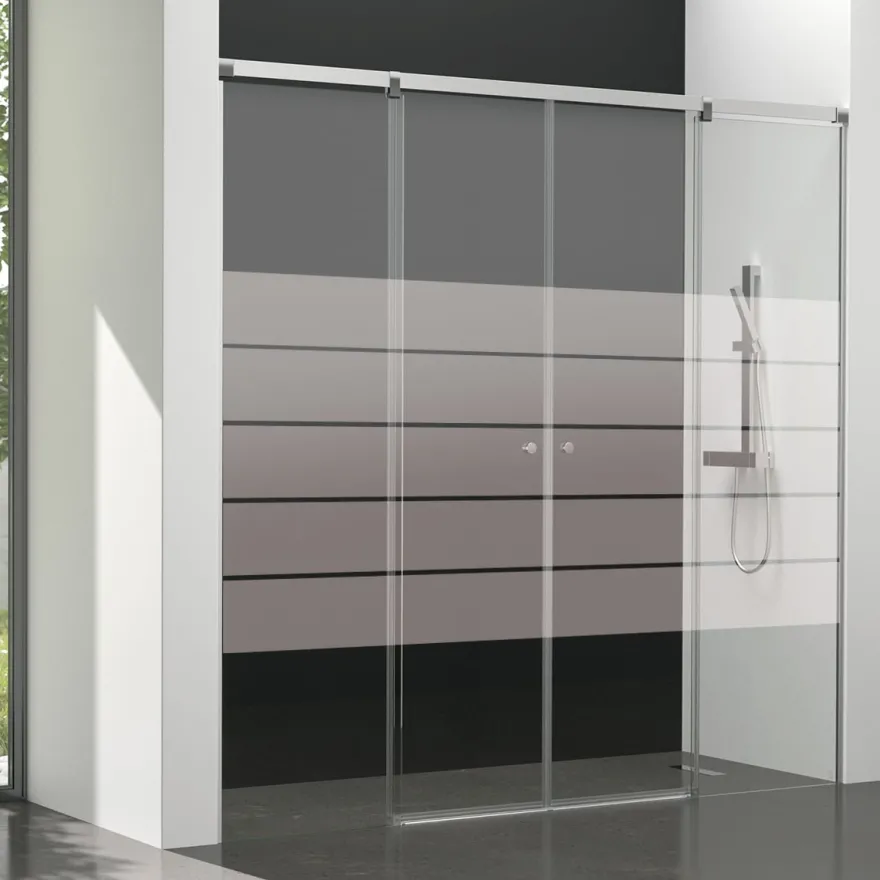 Mampara de baño Kala 4C con cristal decorado (2 puertas correderas y 2 fijos)