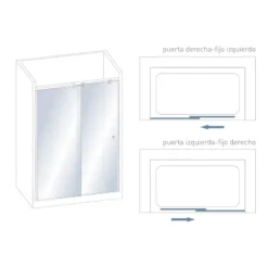 Mampara de baño Kala 2C con cristal transparente (1 puerta corredera y 1 fijo)