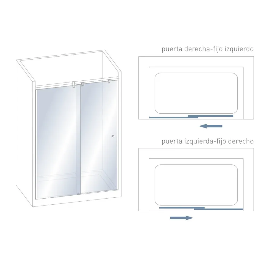 Mampara de baño Kala 2C con cristal transparente (1 puerta corredera y 1 fijo)
