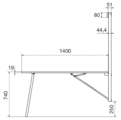 MARTINA - Estructura para mesa auxiliar abatible sobrepuesta