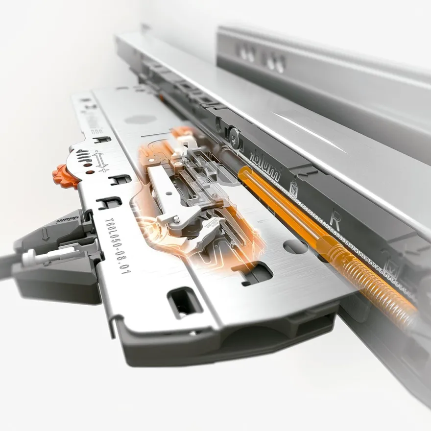 Mecanismo apertura expulsión para guías Blum Legrabox/Movento