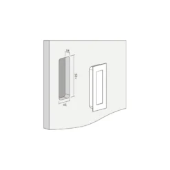 MED - Cazoleta rectangular para encastrar en puerta corredera tornillos ocultos
