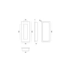 MED - Cazoleta rectangular para encastrar en puerta corredera tornillos ocultos