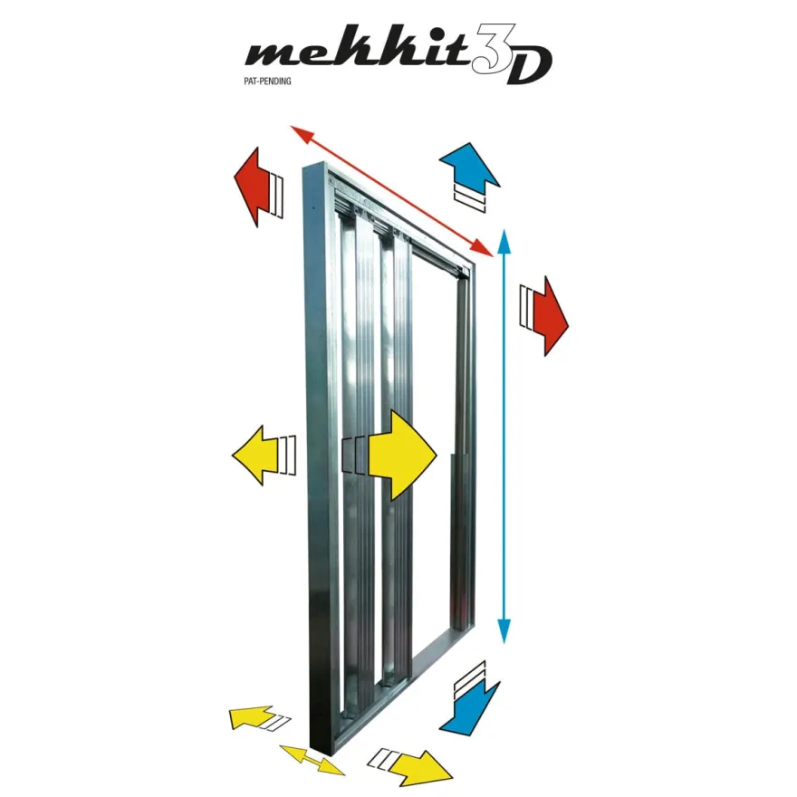 MEKKIT3D - Armazón modular en kit para cartón yeso y puerta de hoja única/doble
