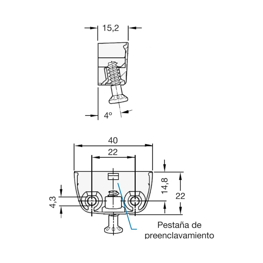 MEL - Cangrejo de ensamble metálico con pre-enclavamiento