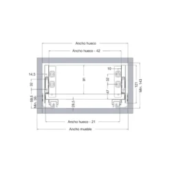 MILAN - Cajón metálico INTERIOR apertura expulsión PUSH (h=185/40 Kg)