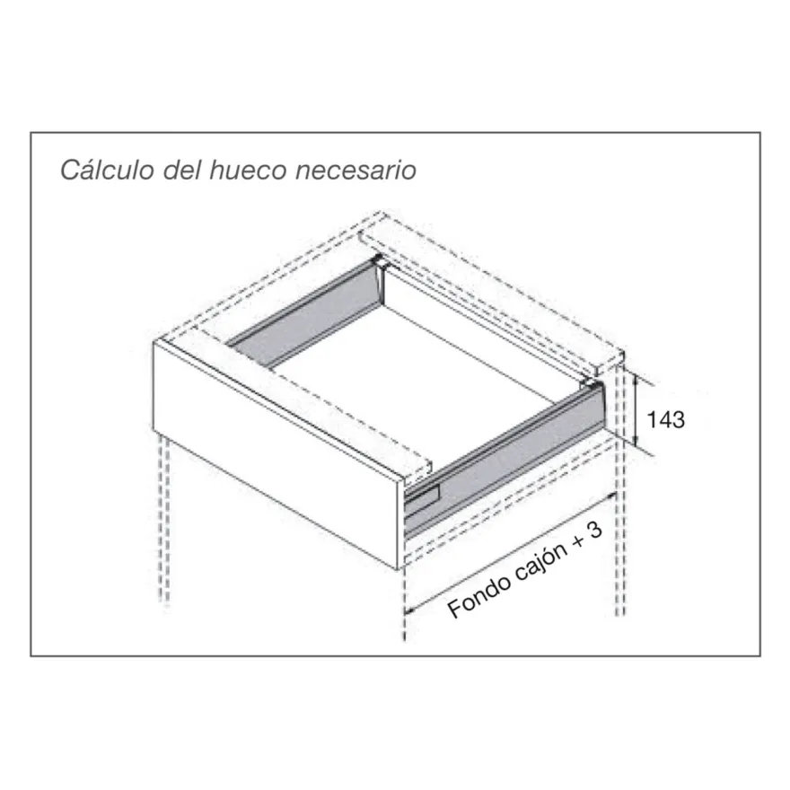 MILAN - Cajón metálico INTERIOR apertura expulsión PUSH (h=185/40 Kg)