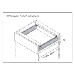 MILAN - Cajón metálico INTERIOR apertura expulsión PUSH (h=121/40 Kg)