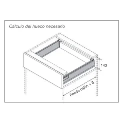 MILAN - Cajón metálico INTERIOR cierre amortiguado SMOVE (h=185/40 Kg)