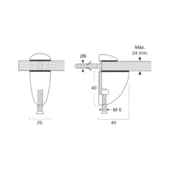 MINI PELÍCANO - Soporte para estantes de 40 mm. regulable hasta 24 mm