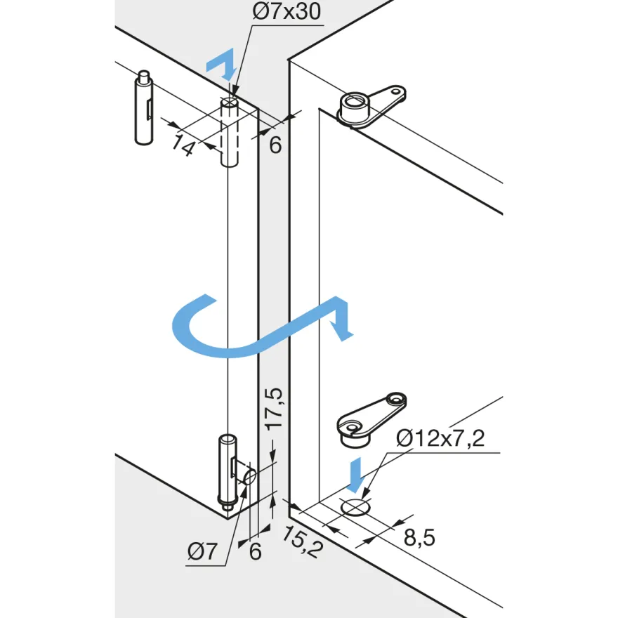MINI PIVOTIC PV-30 - Kit de bisagras pivotantes invisibles