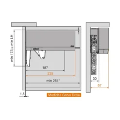 Motor elevador para modelo compacto de aventos Blum HK Top