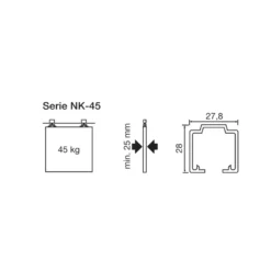 NK 45/80 - Accesorios para 1 puerta corredera de madera de 45 o 80 Kg.